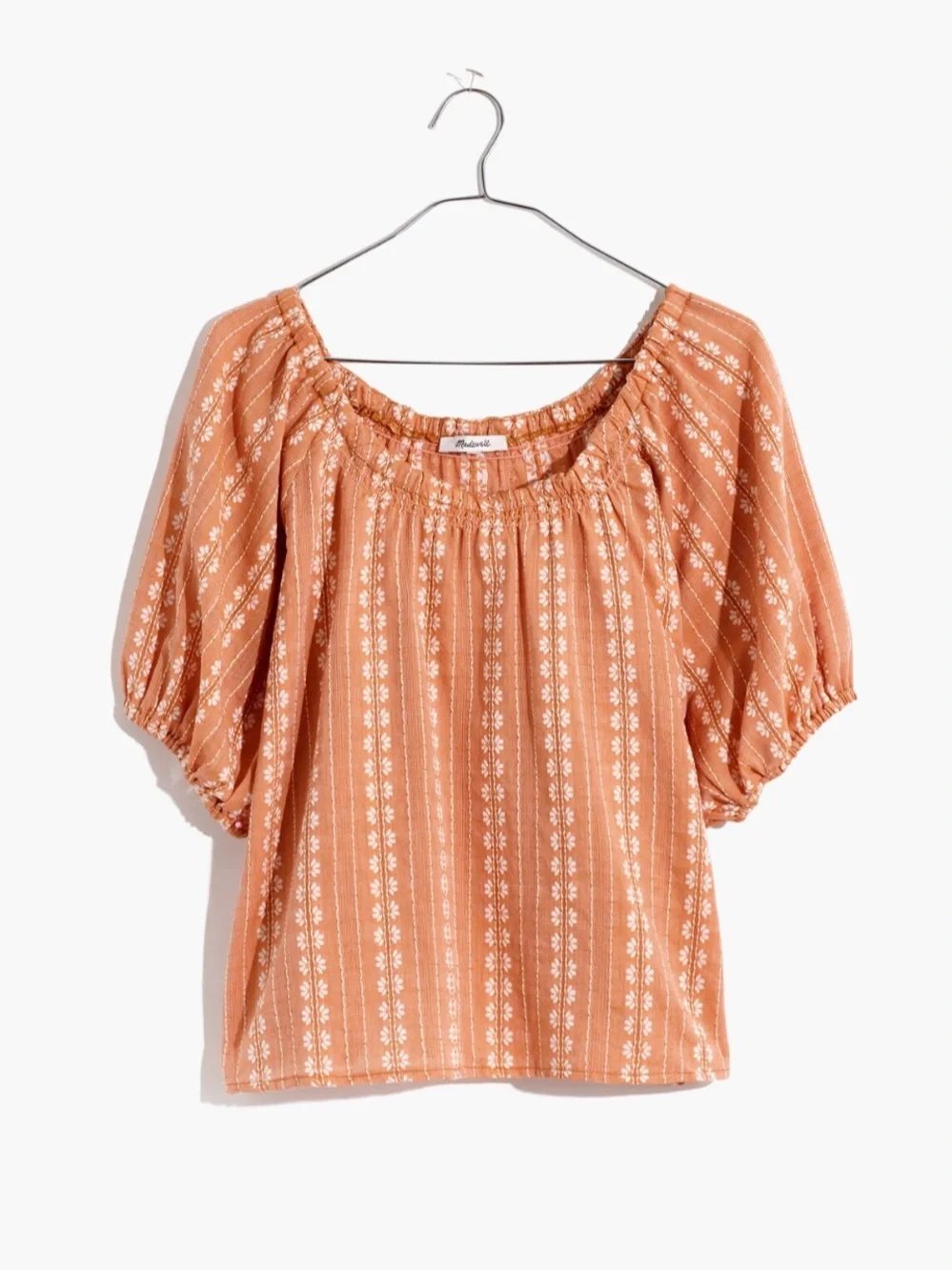 NWT Madewell Puff Sleeve Swing Top in Floral Striped Jacquard!